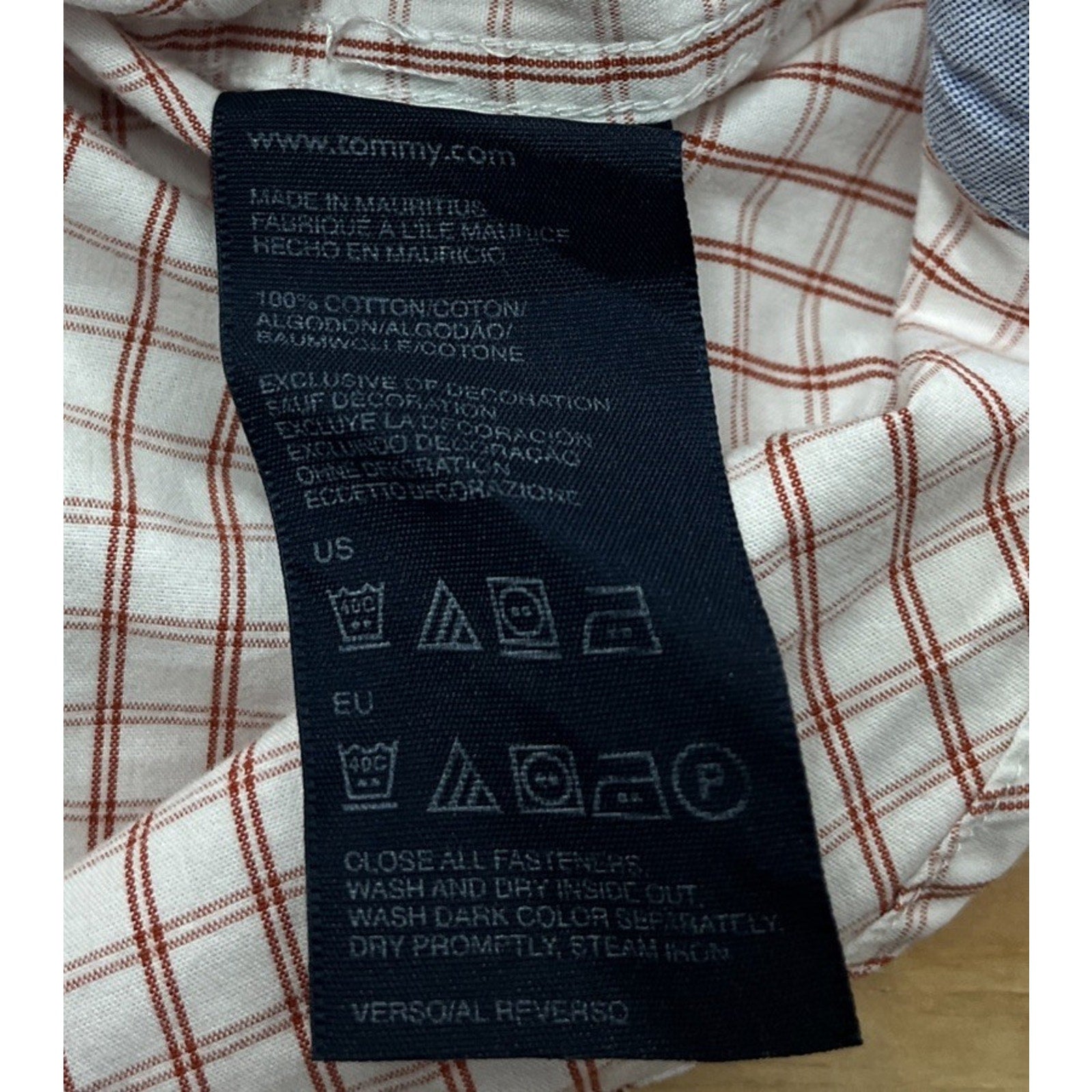 TOMMY HILFIGER Men's Long Sleeve Button Down Shirt Size XXL Gingham Cotton