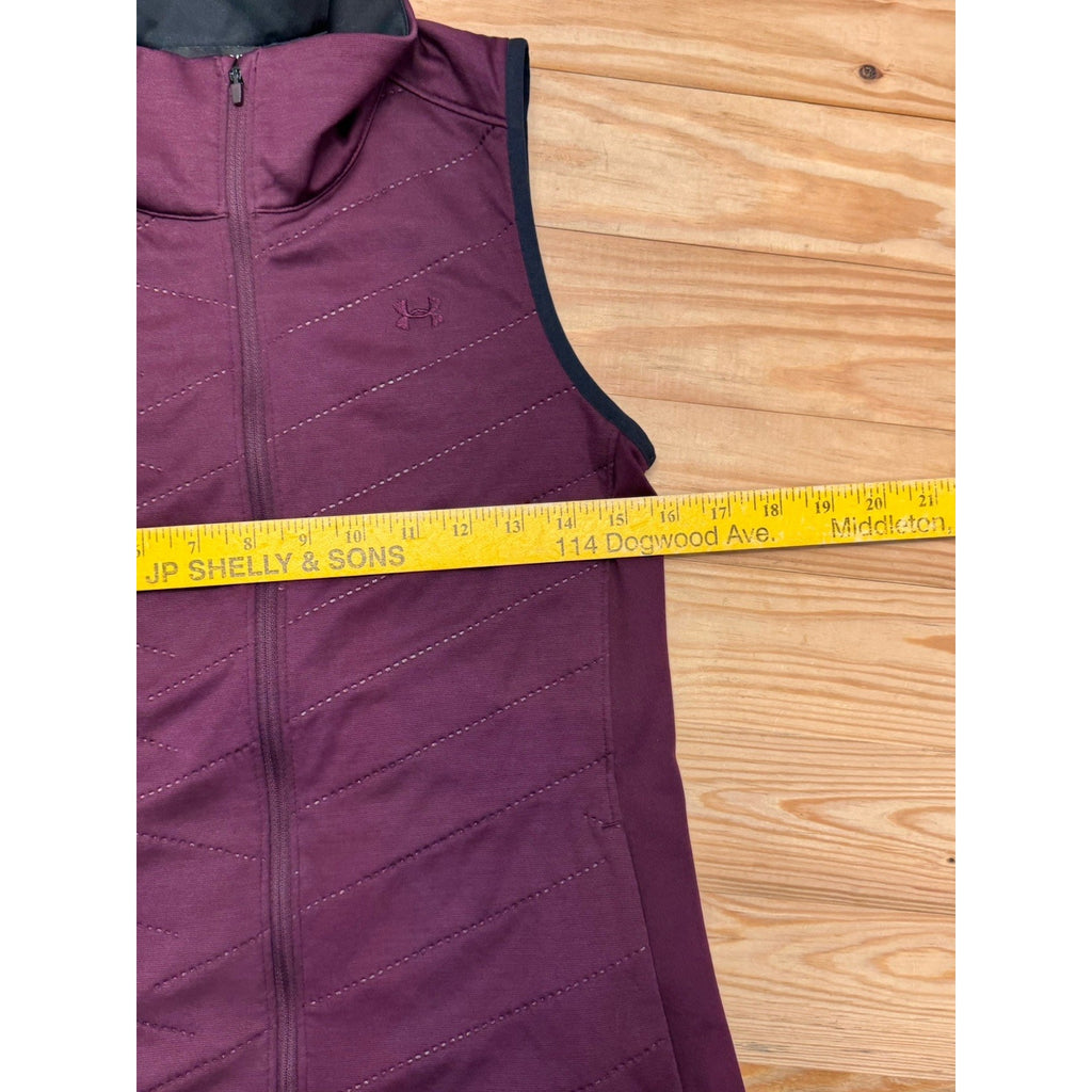 Under Armour Cold Gear Womens X-Small Semi Fitted Maroon Full Zip Vest EUC