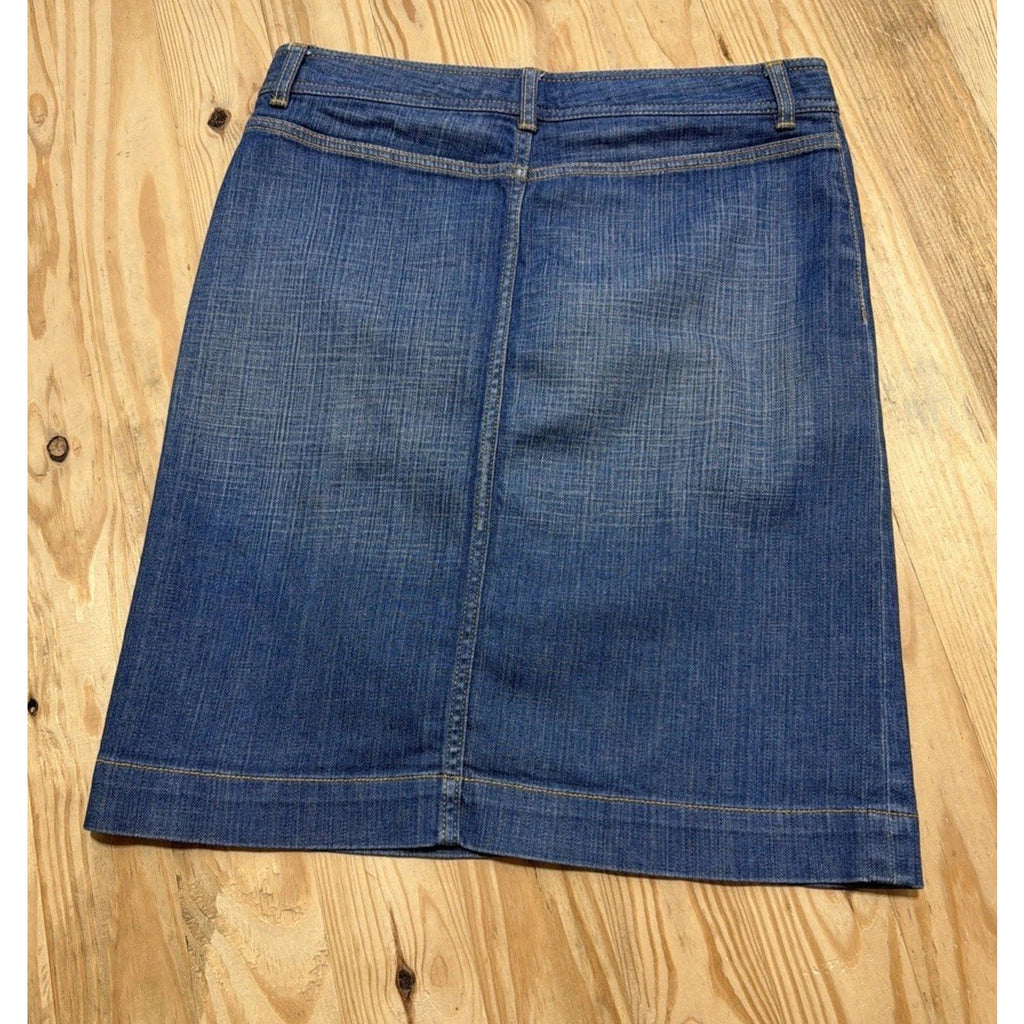 Banana Republic Denim Skirt Faux Pockets Stretch Knee Length Women's Sz. 6