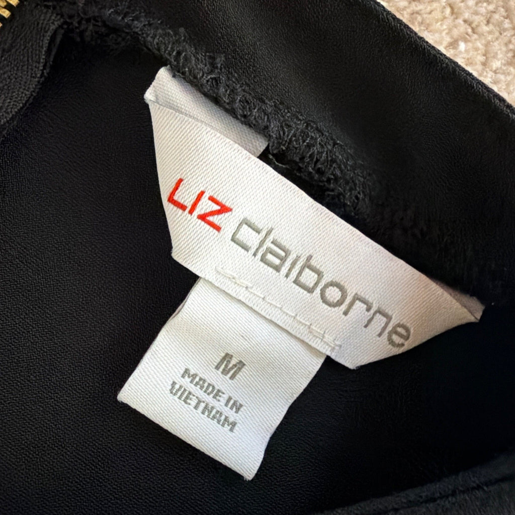 Liz Claiborne Black Sleeveless Pleated Front Blouse Size Medium