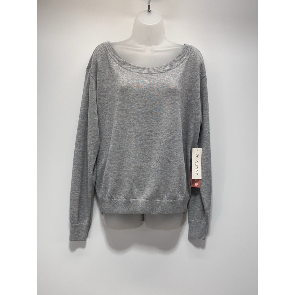 78 & Sunny Pacific One Shoulder Sweater Silver Bling Women’s Size M New