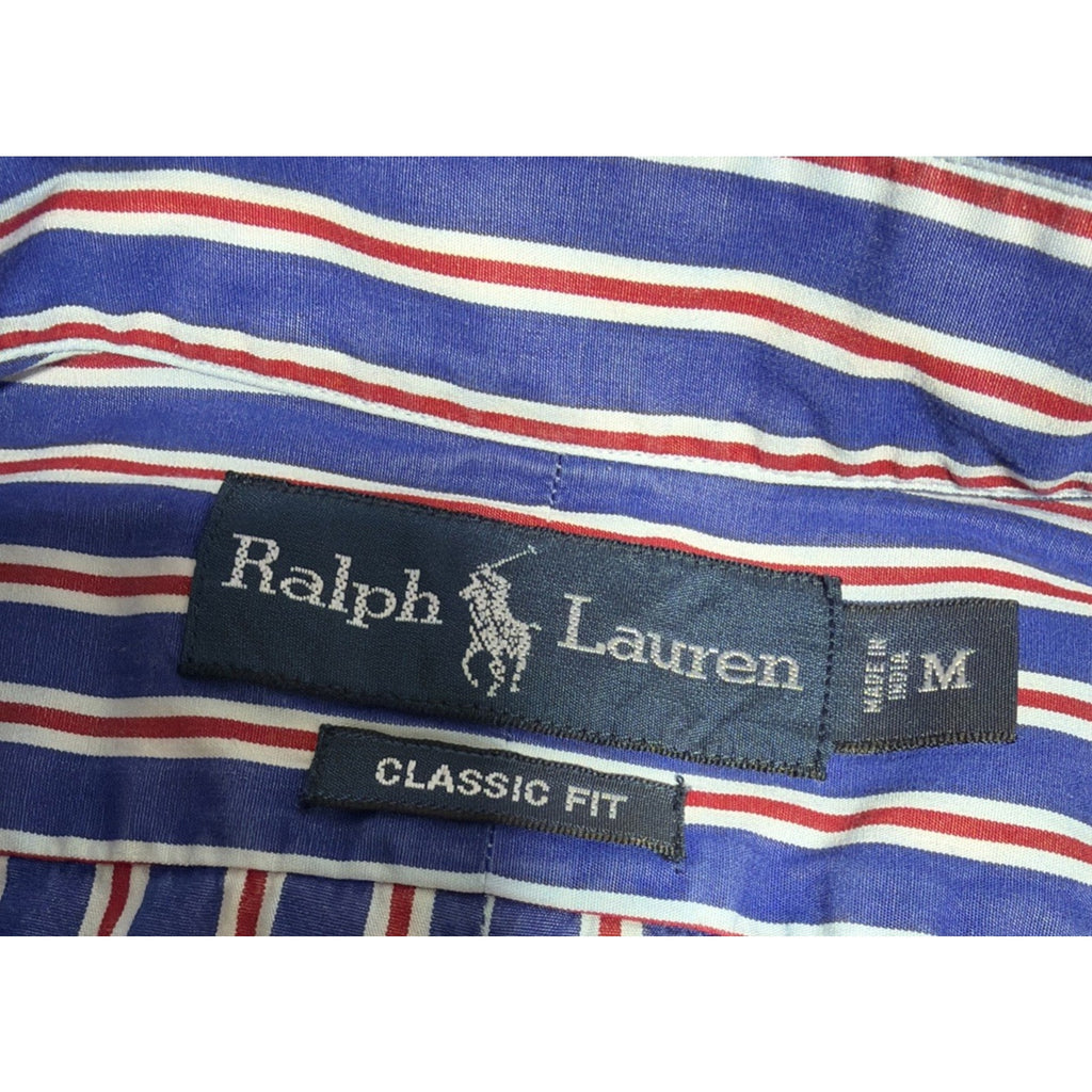 Ralph Lauren Mens Striped Button Down Long Sleeve Dress Shirt M Classic Fit Prep