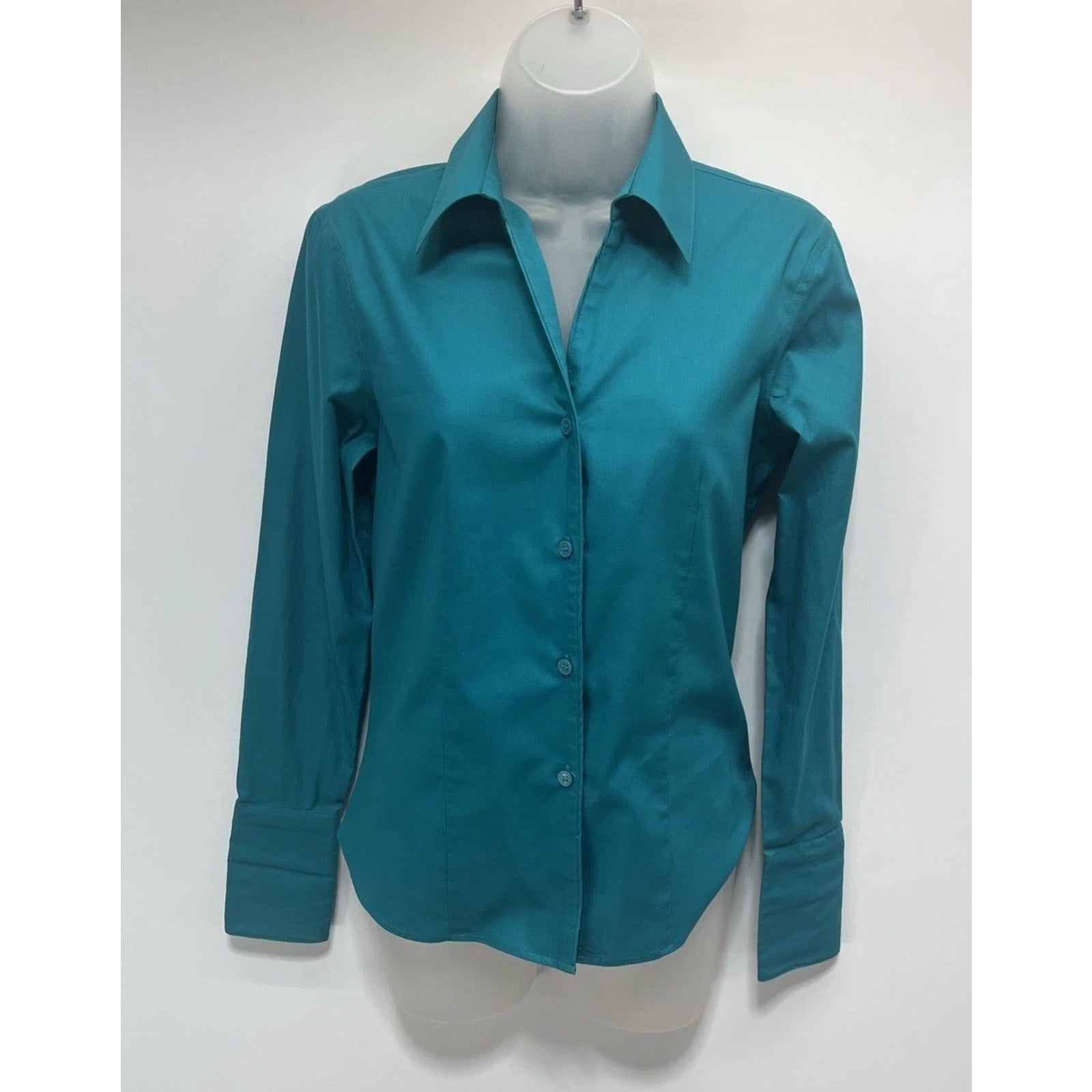 Calvin Klein Womens Non Iron Long Sleeves Green Button Up Shirt Size 2