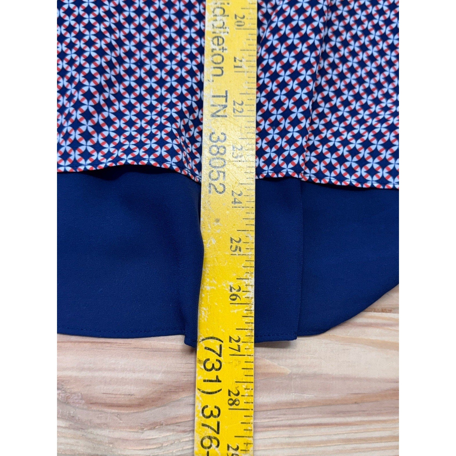 Kenar Blue Geometric Print Round Neck Layered Sleeveless Top Blouse Women’s L