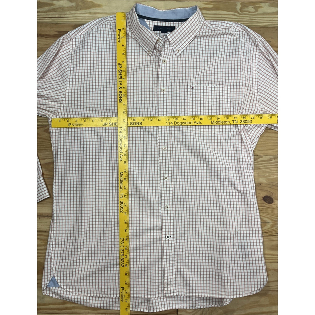 TOMMY HILFIGER Men's Long Sleeve Button Down Shirt Size XXL Gingham Cotton