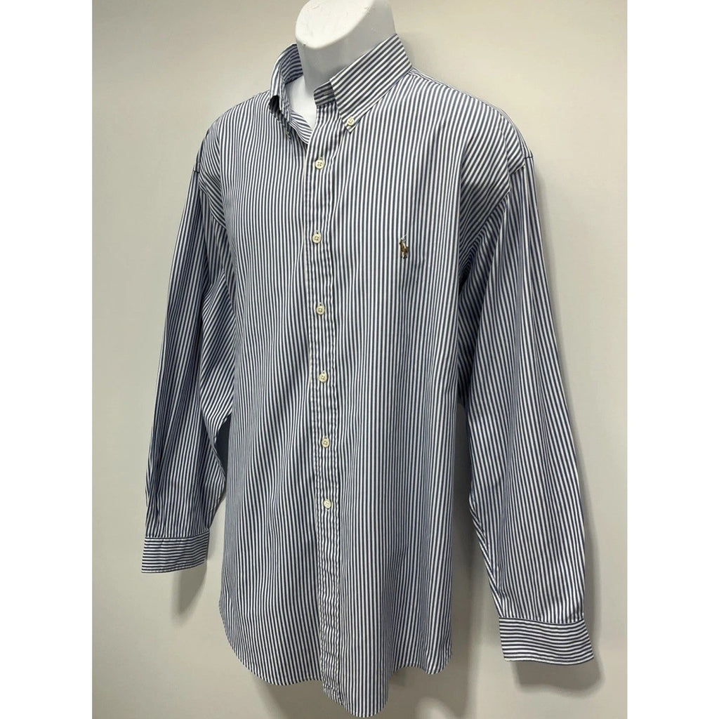 Ralph Lauren Yarmouth shirt men's XL white blue stripe button down Flesh Pony