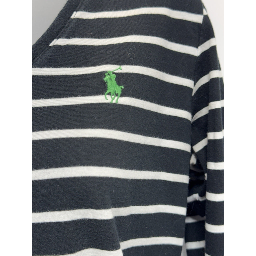 Ralph Lauren Sport Polo Blue White Striped Top Shirt Women’s Size Medium