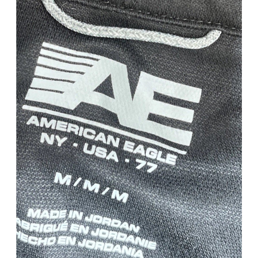 American Eagle Jersey Polo Shirt Mens M Black Short Sleeve Soft Preppy Casual