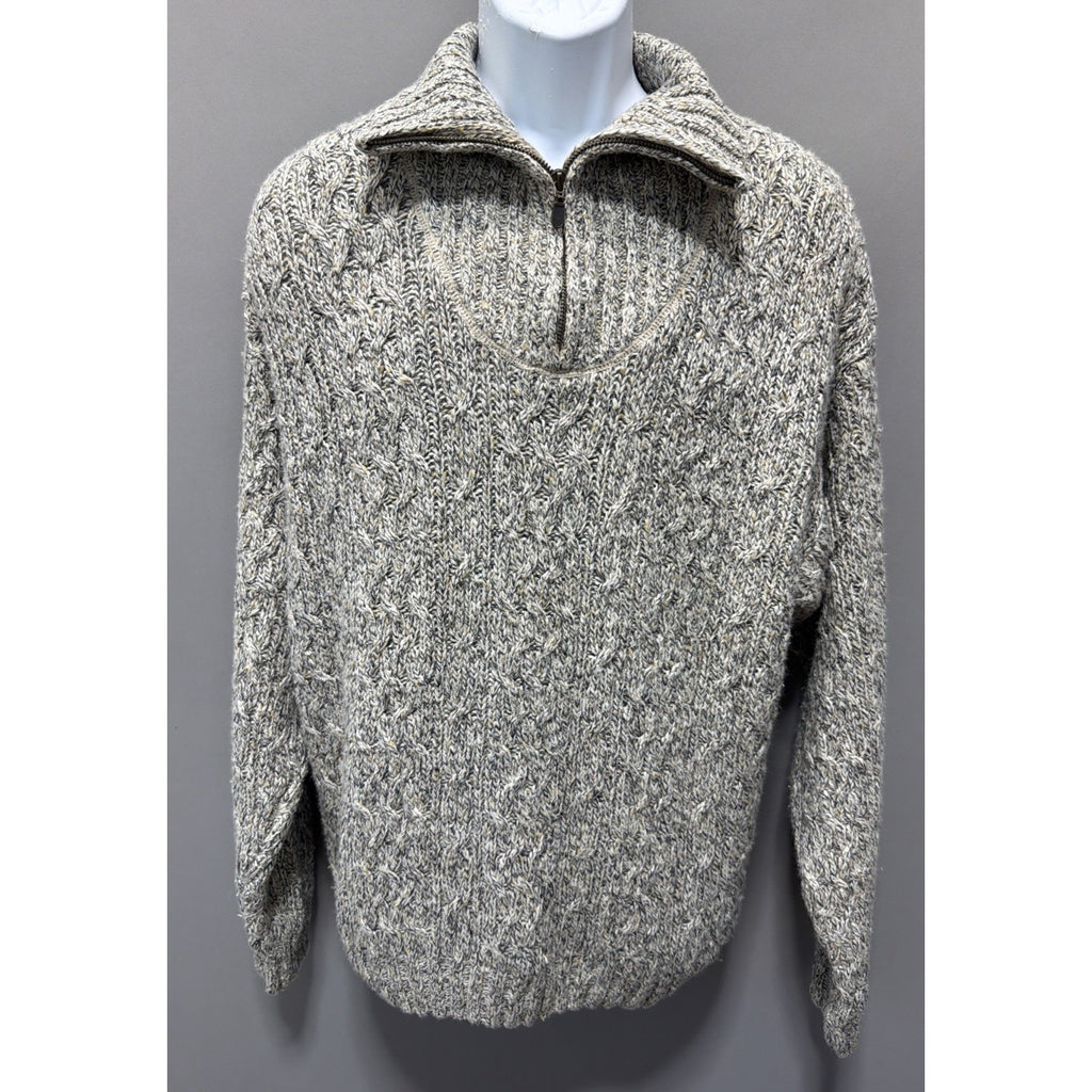 Vintage 90s Fieldmaster Mens Wool Blend Mock Neck 1/4 Zip Chunky Knit Sweater L