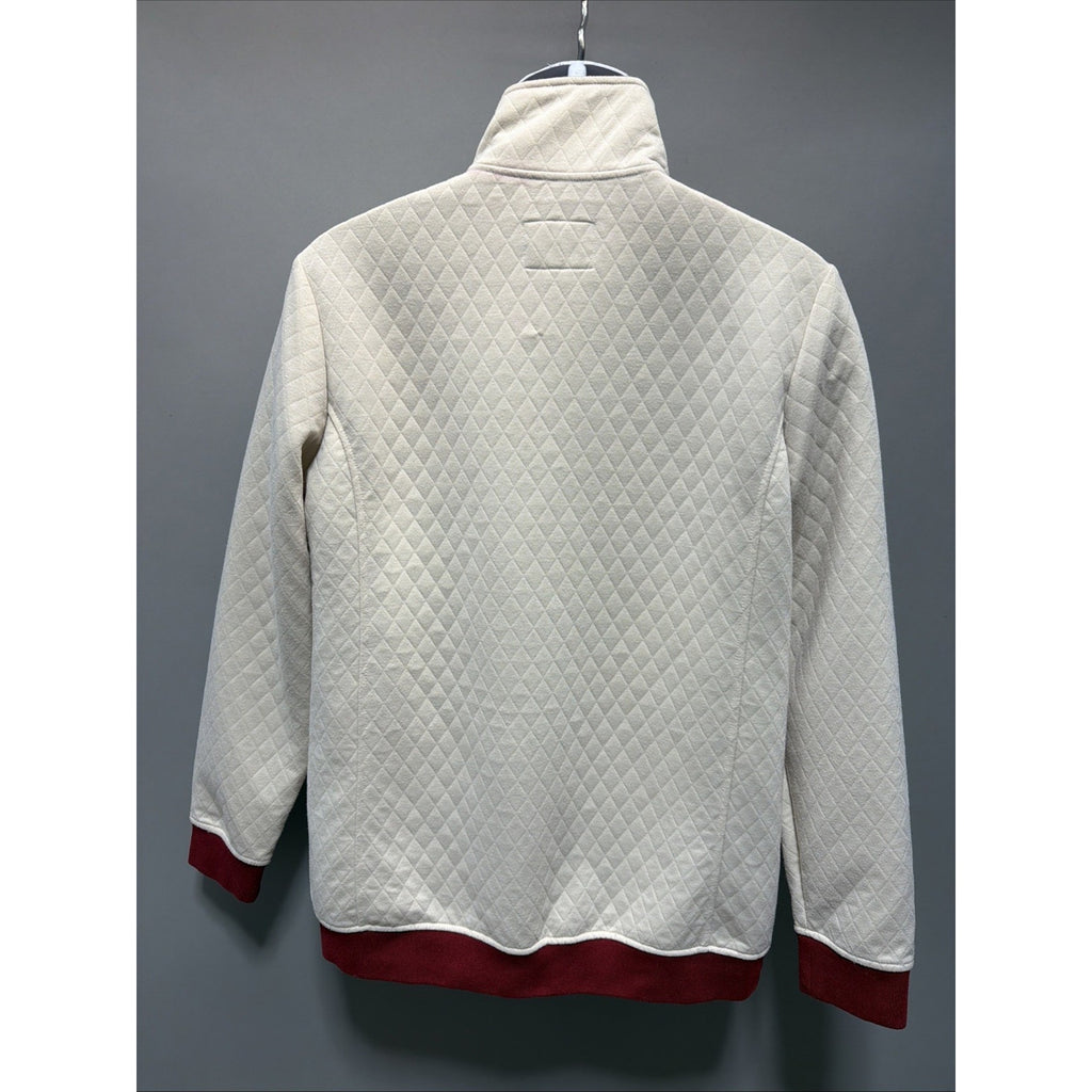 SIMPLY SOUTHERN Cream Red Quilted 1/4 Snap T Pullover Sweatshirt Size L Unisex