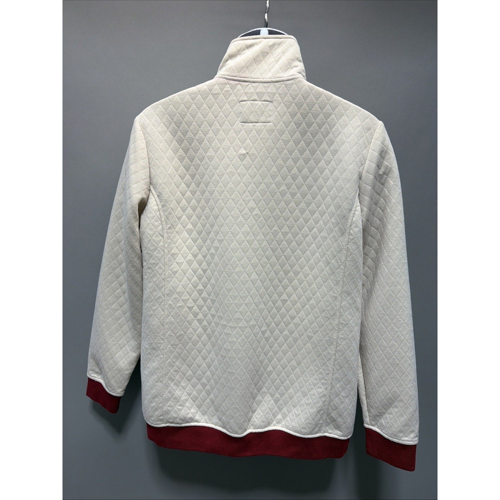 SIMPLY SOUTHERN Cream Red Quilted 1/4 Snap T Pullover Sweatshirt Size L Unisex