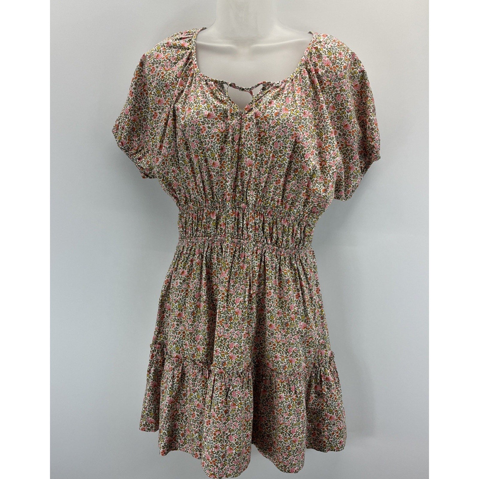 J.Crew Cinched-waist Puff-sleeve Smocked Cottagecore Peasant Dress Sz S Floral
