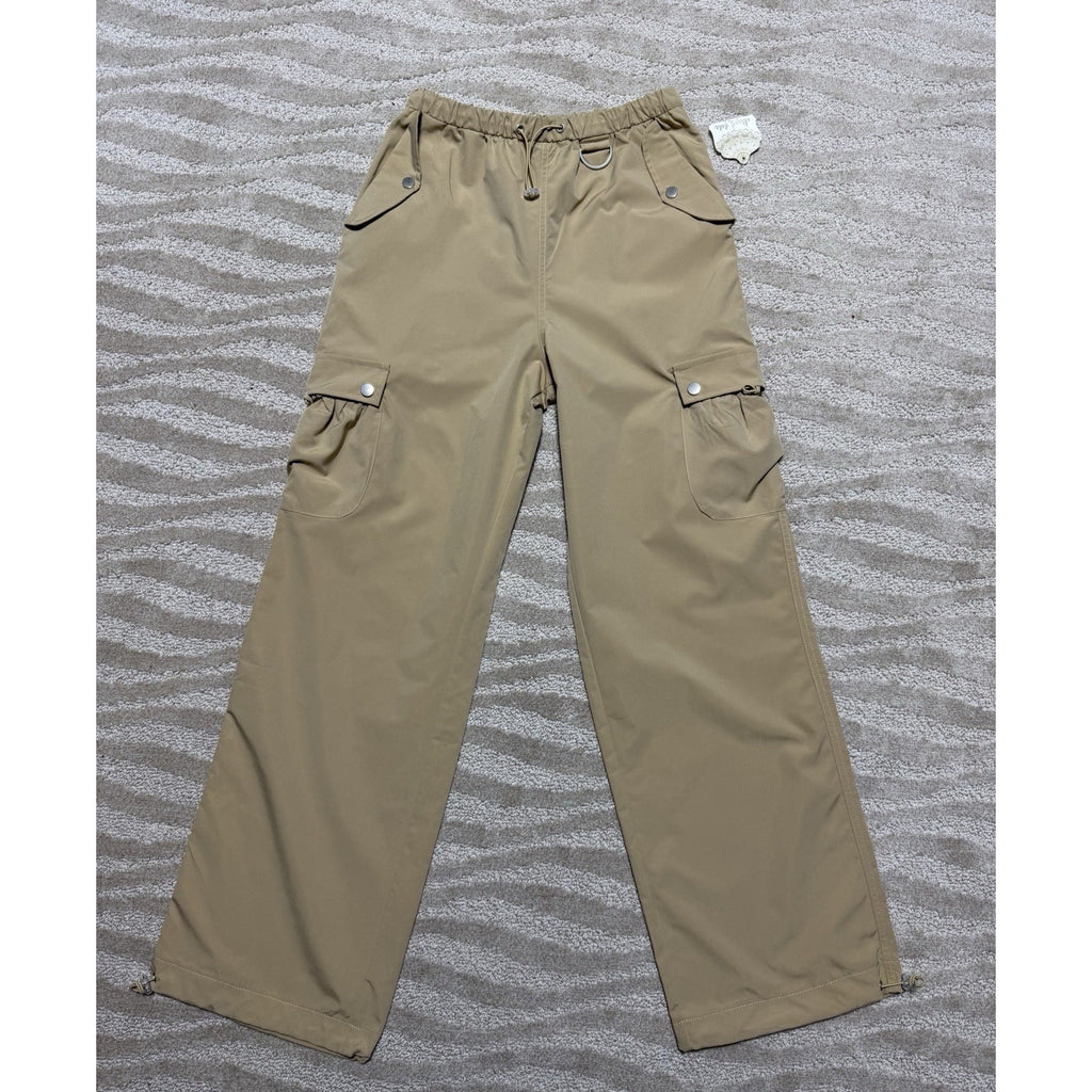 NWT Altar’d State Tan Wide Leg Cargo Pants Women’s Small Elastic Waist Utility