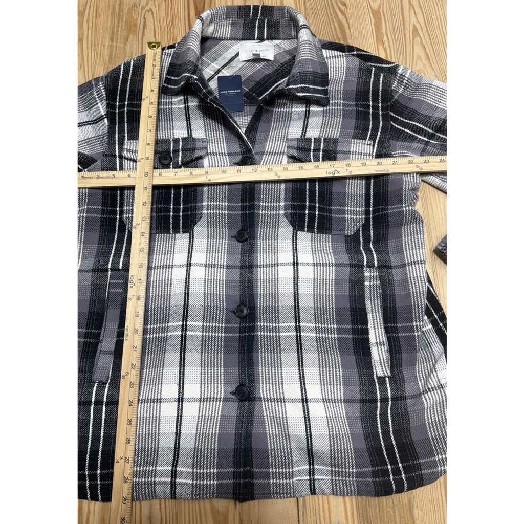 Lucky Brand Womens M Black Plaid Button Up Heavyweight Jacket NWT 179$ MSRP