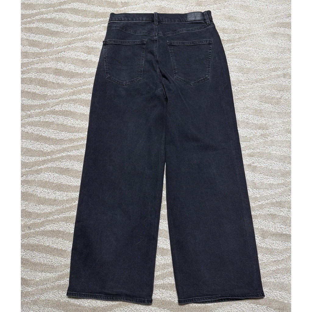 American Eagle Jeans Women 10 Short Denim Wide Leg Baggy Straight Curvy Stretch