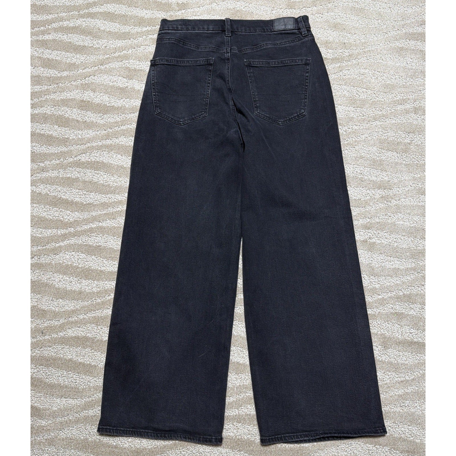 American Eagle Jeans Women 10 Short Denim Wide Leg Baggy Straight Curvy Stretch