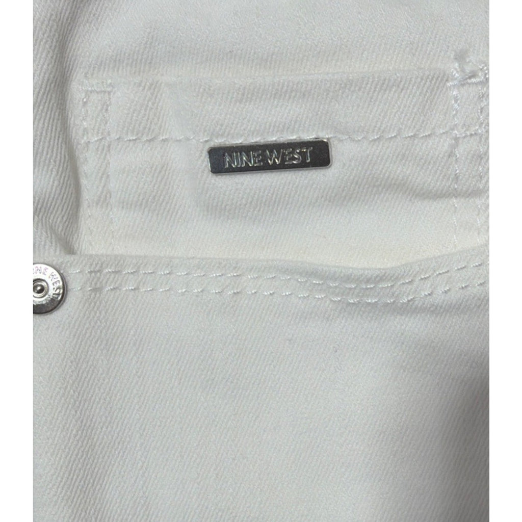 Nine West Women's Twill Slim Fit Gramercy Crop Jean Bright White Size 14