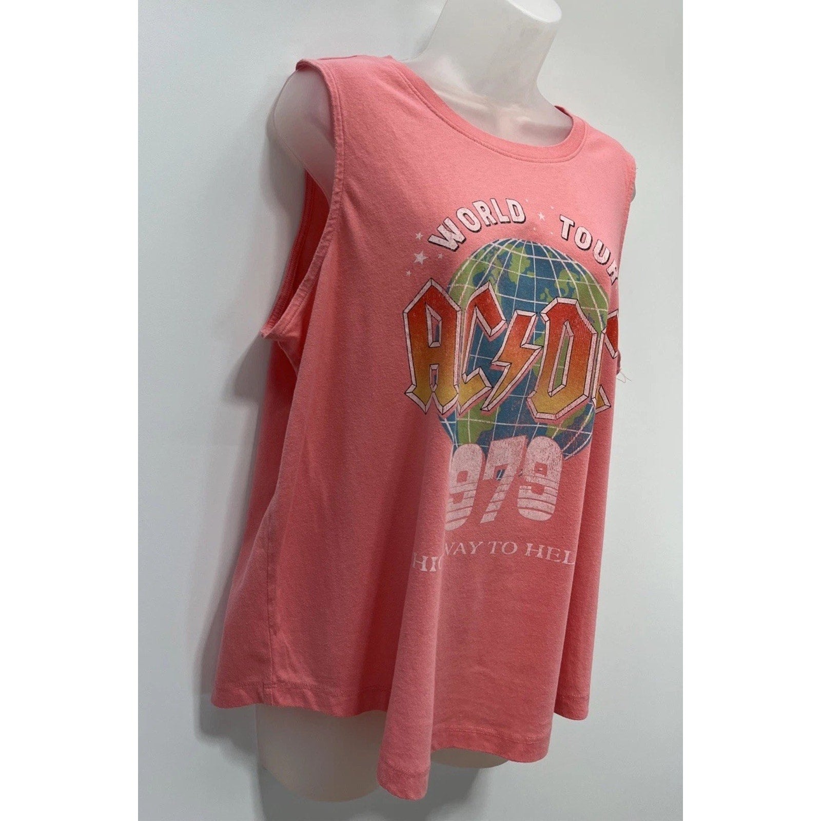 ACDC Tank Singlet size L Pink Sleeveless Rock Band Shirt