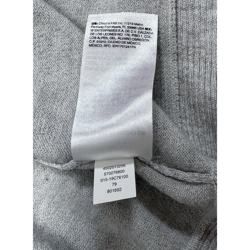 Chicos Sweater Gray Open Cardigan Casual Neutral Women’s Size 3/XL