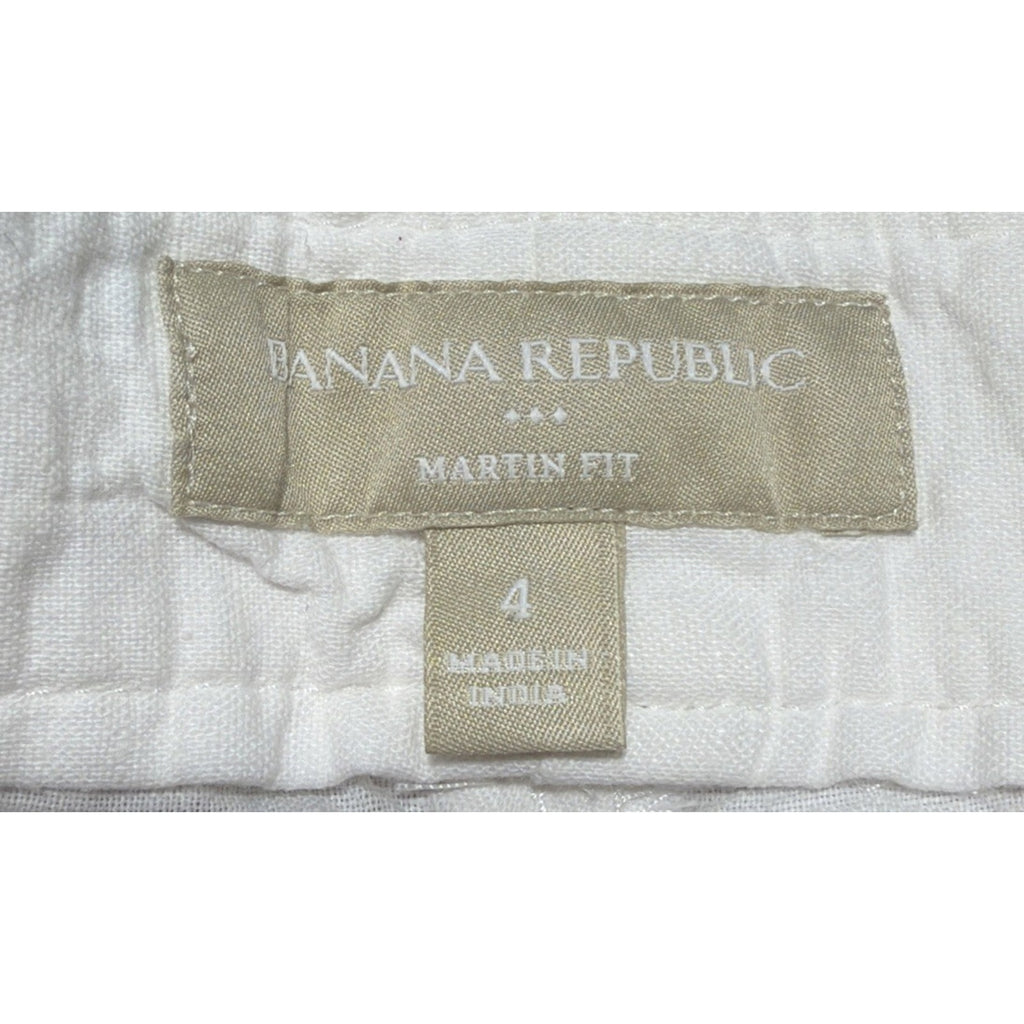 Banana Republic Martin Fit Linen Blend Belted Pants White Size 4 Beach Summer