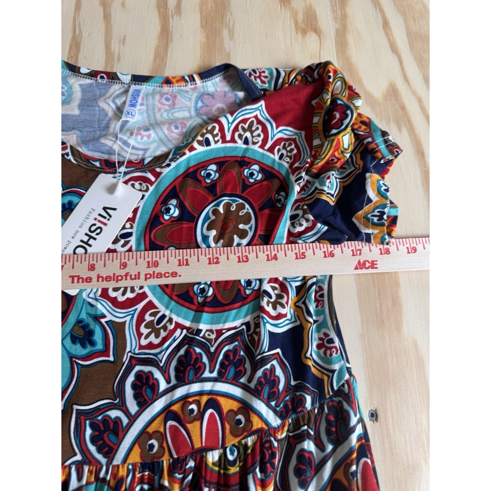 Vishow Maxi Dress Kaleidoscope Design Coral Navy Orange Women’s New Size XL