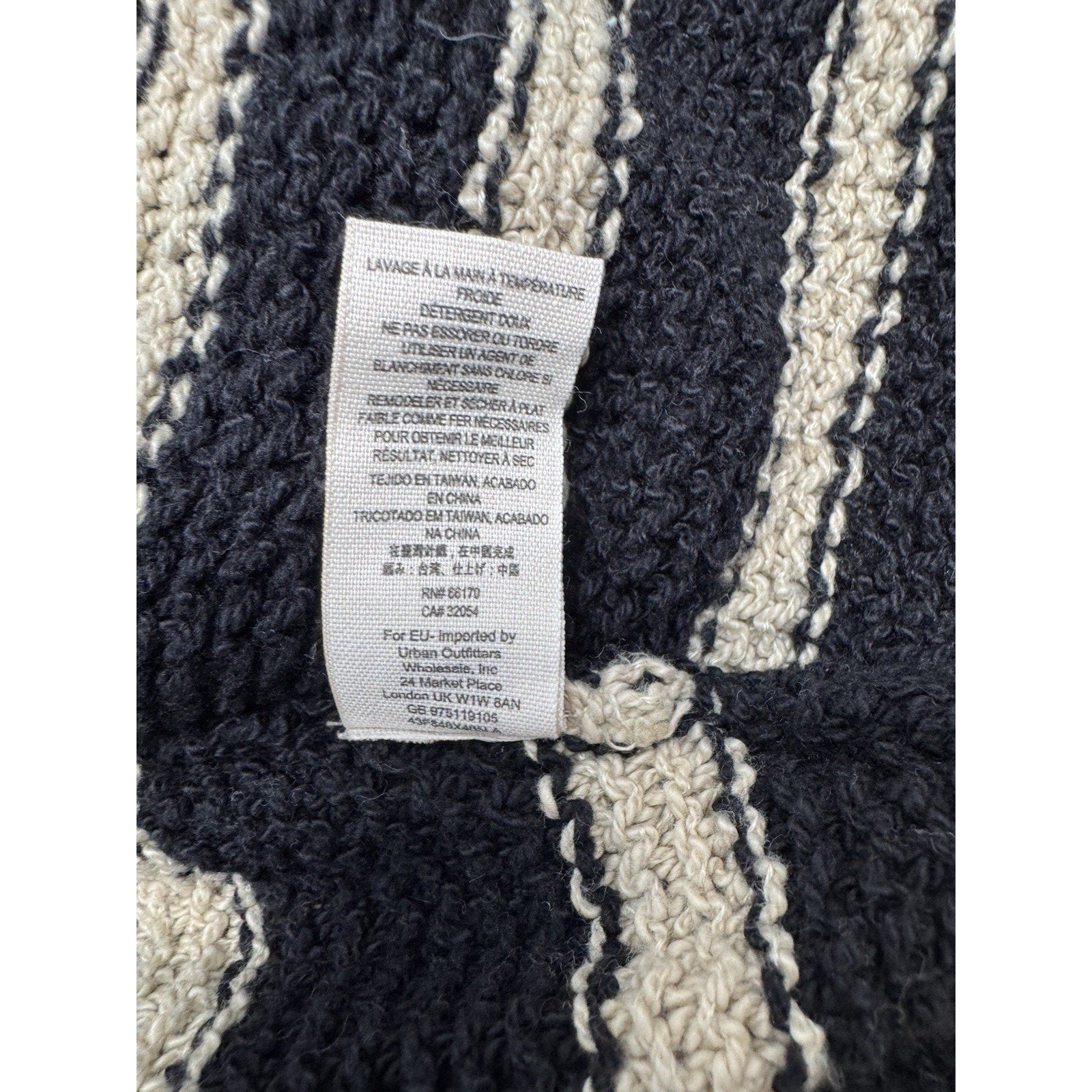 Free People Black Beige Chevron Striped Chunky Circle Cardigan Sweater Size Med