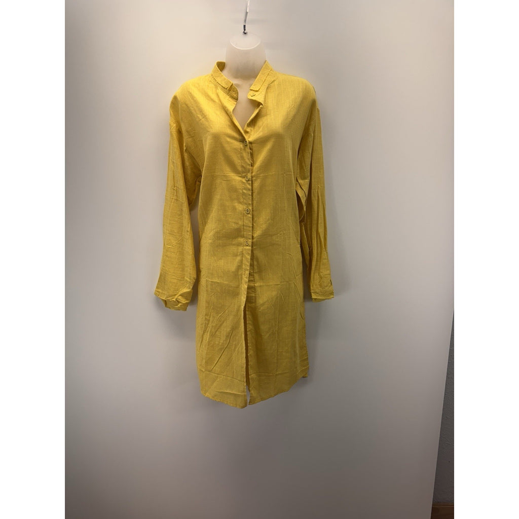 ZANZEA Mustard Yellow Tunic Top Blouse Button Sides Women’s Size XL NWT