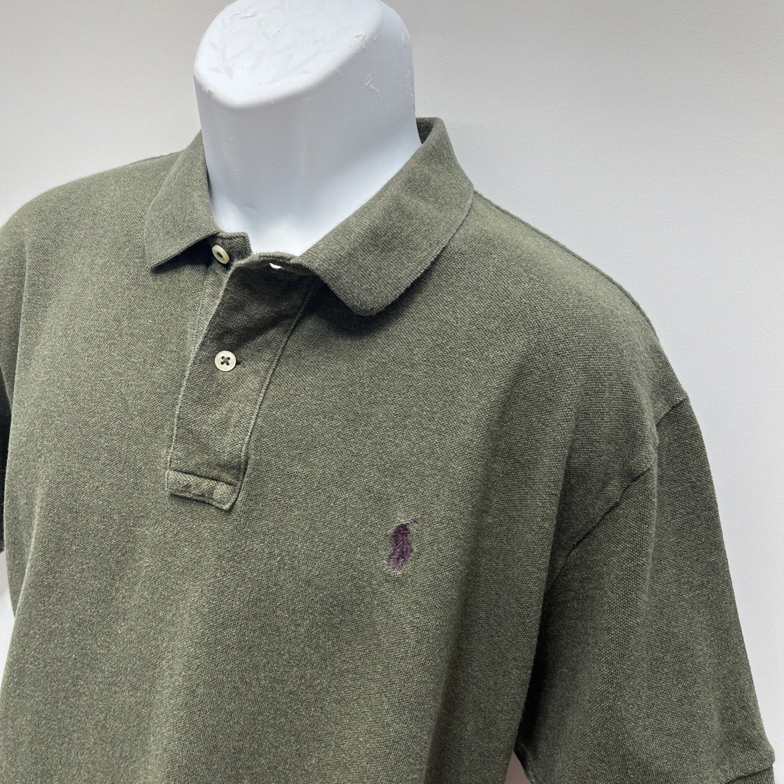 Ralph Lauren Polo Shirt Men's XL Green Custom Fit Preppy Purple Pony