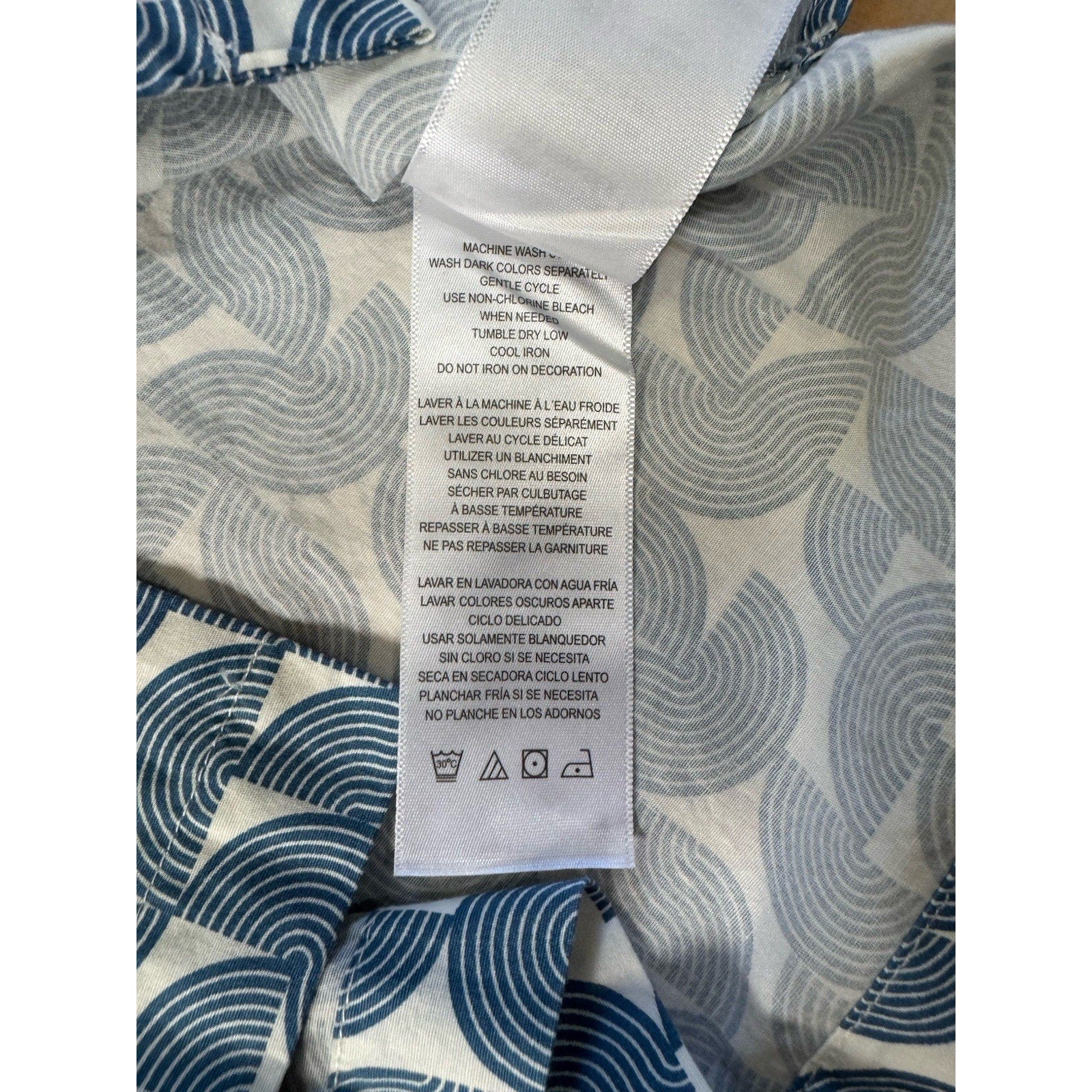 Ben Sherman men's XL Geo Block Print Shirt Button Up Short Sleeve Casual Blue