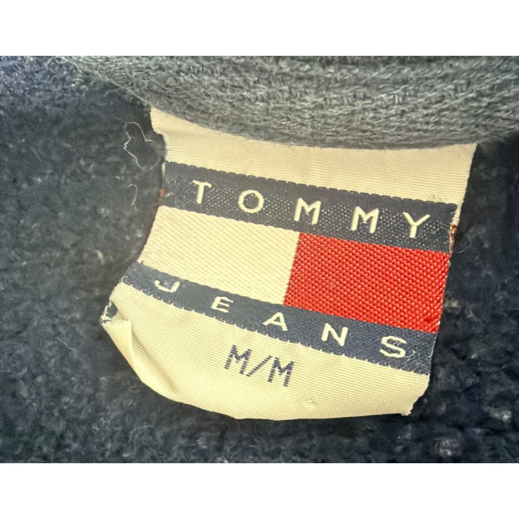 VTG 90s Tommy Hilfiger Jeans Fleece Sweater Men's M Blue Striped Made In Canada
