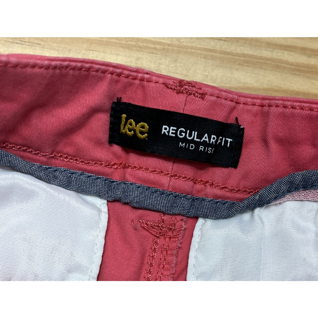 Lee Women's Denim Mid Rise Bermuda Shorts Coral Pink Size 6 Medium