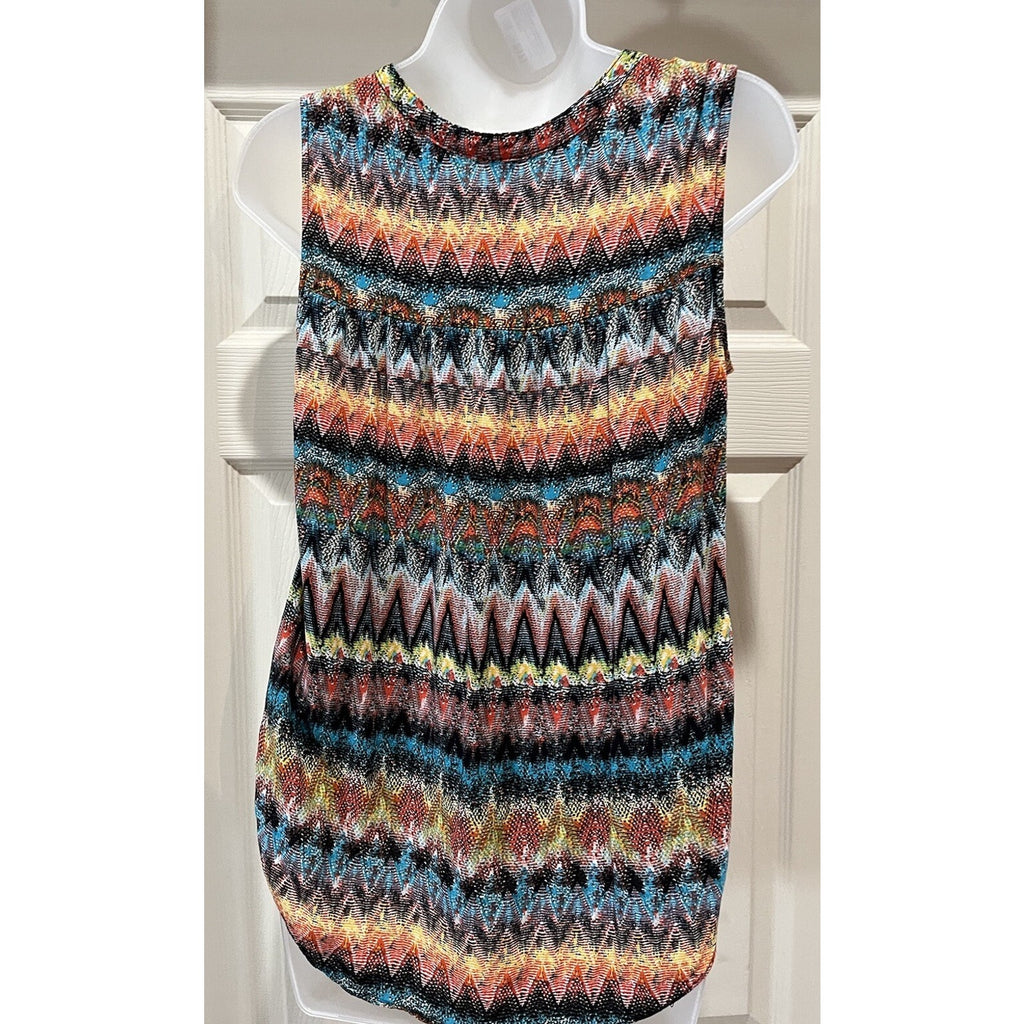No boundaries women's Size L Multicolor Abstract print boho Chiffon blouse top