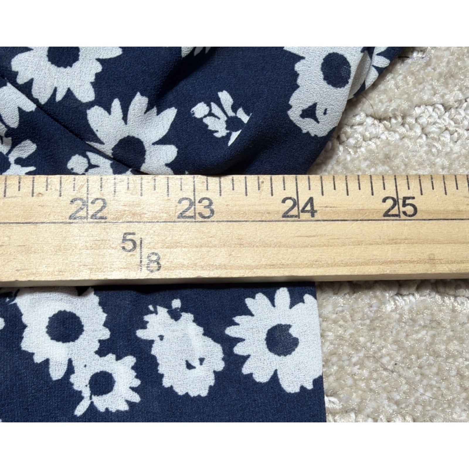 Women LOFT Shirts & Blouses | Floral Ruffle Cuff Blouse Deep Space Blue XL New