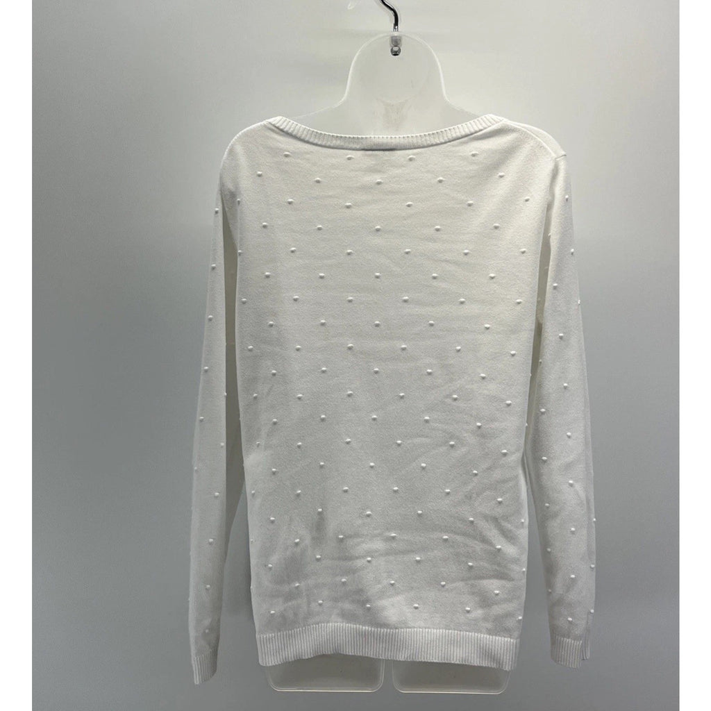 Talbots White Textured Bubble Polka Dots Sweater Size M