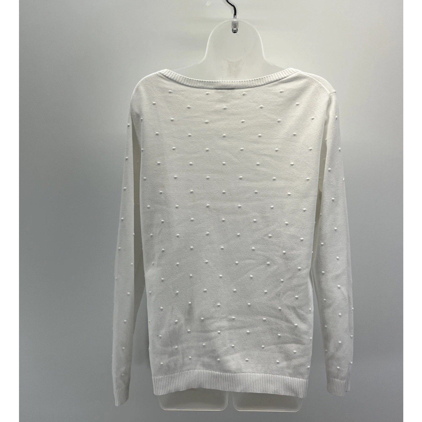 Talbots White Textured Bubble Polka Dots Sweater Size M