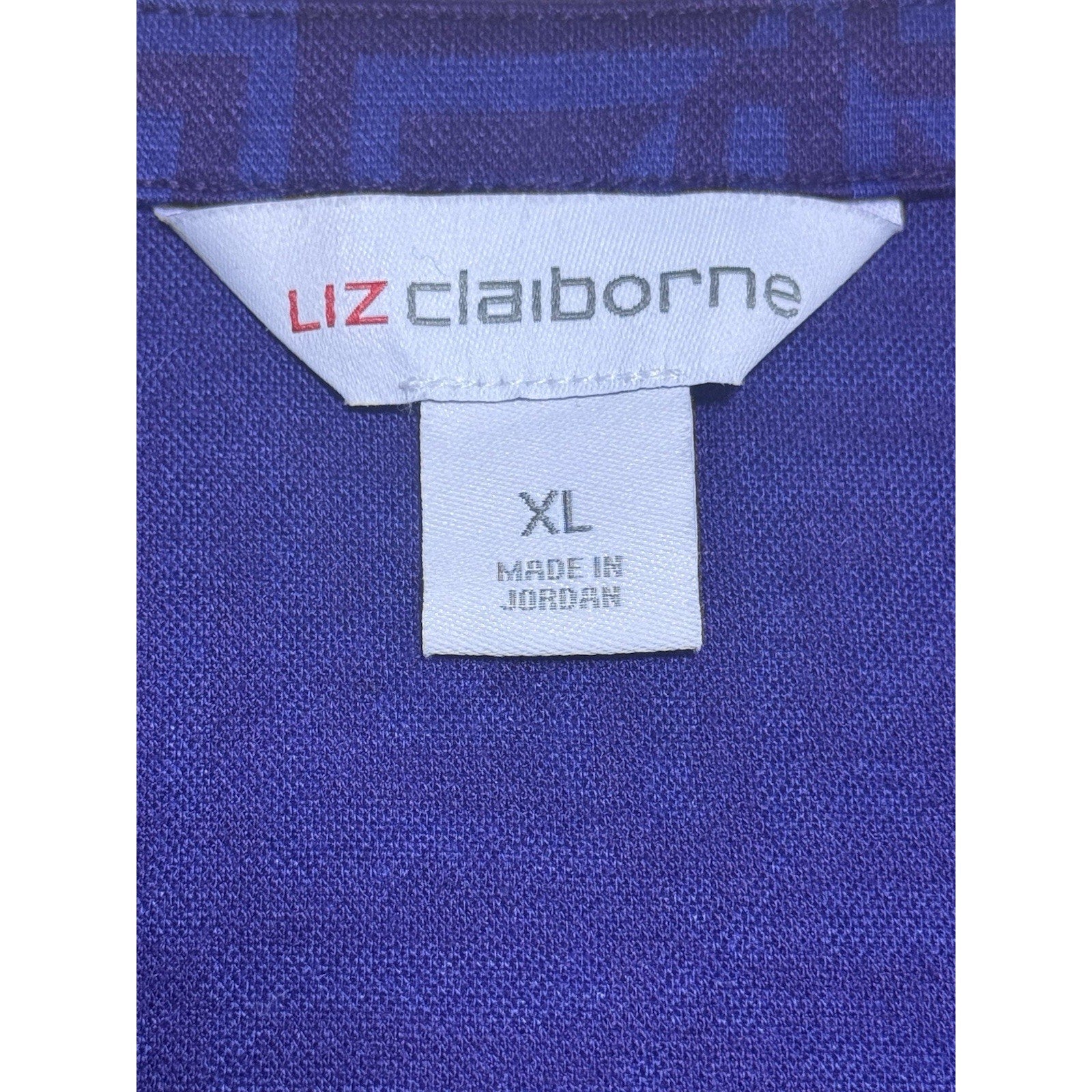Liz Claiborne Purple Blue Long Sleeve Waist Tie Stretch Top New Women’s Size XL