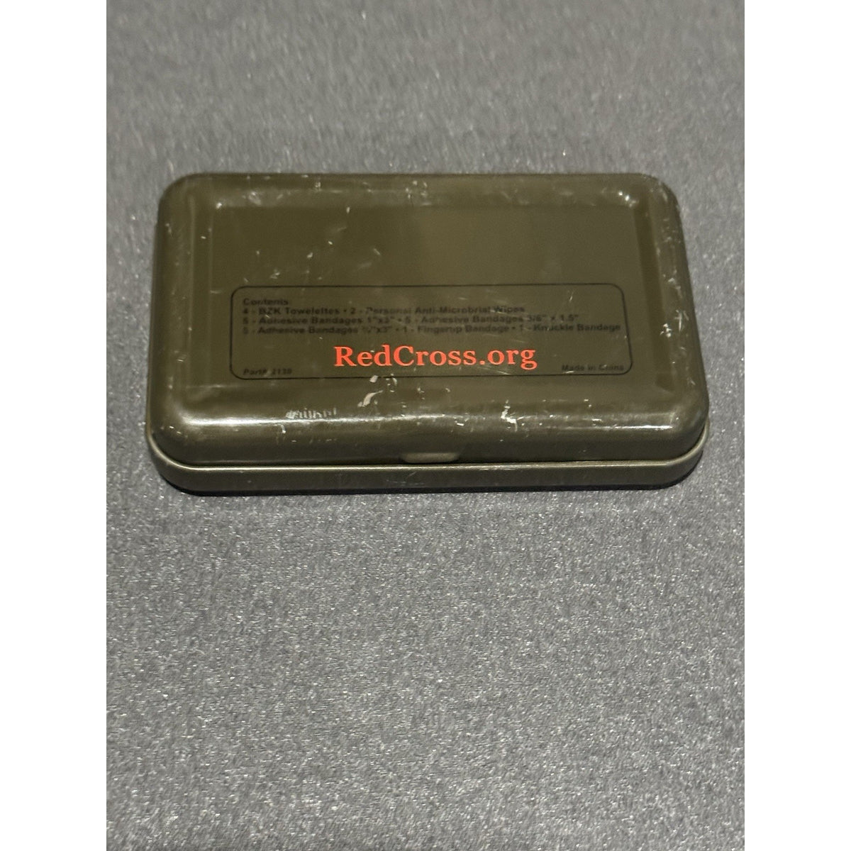 American Red Cross Field Service First Aid Metal Tin Olive Green 5” w/ Contents