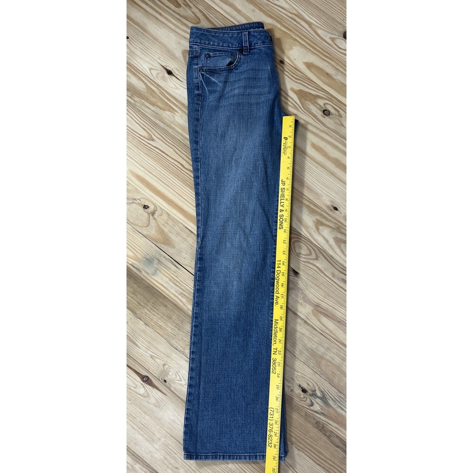 Apt 9 Jeans Womens 6 Blue Maxwell Fit Bootcut Embellished Flap pockets