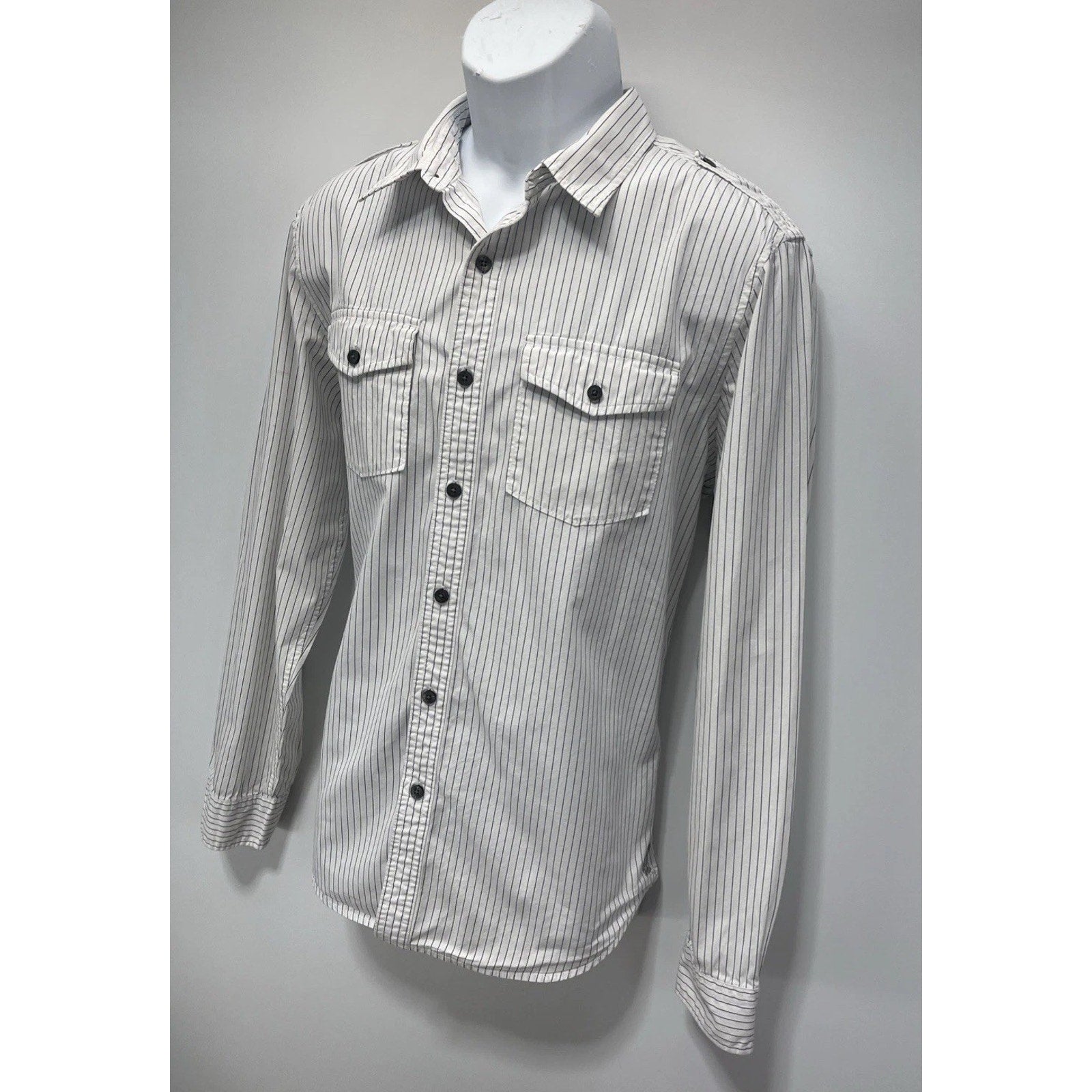 American Eagle AE Mens Striped Button Down Cotton Vintage Fit Shirt; size L