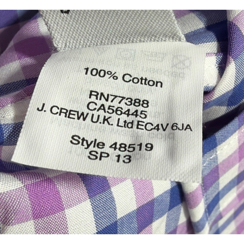 J Crew Dress Shirt Men's XL Ludlow 120's 2 Ply Gingham Check Long Sleeve New