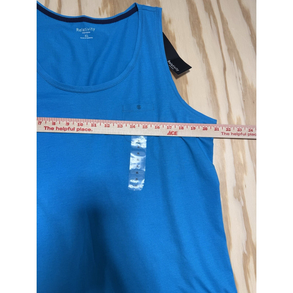 NWT Relativity Tank Top XL Blue Sleeveless Pocket Casual Stretch Knit Women