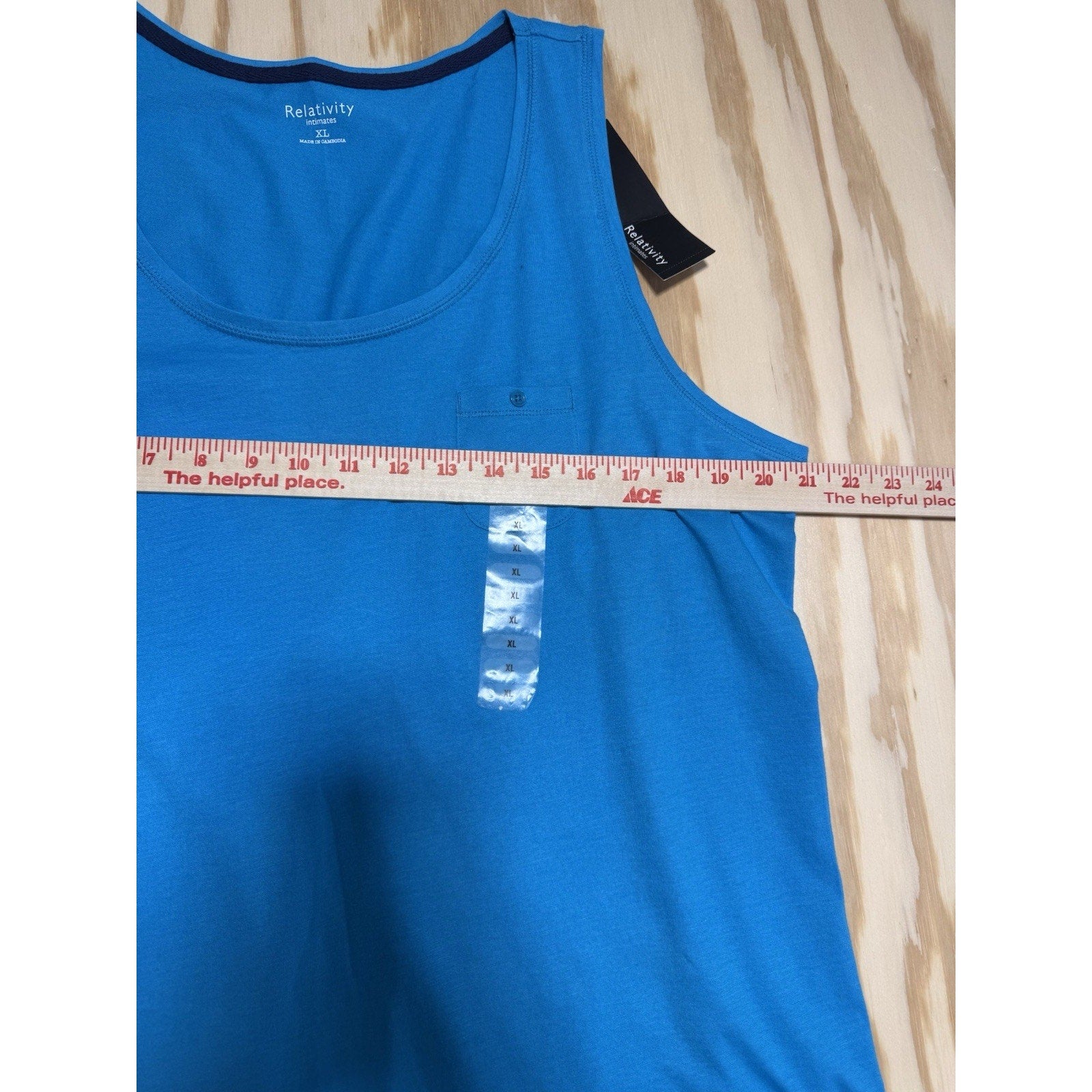 NWT Relativity Tank Top XL Blue Sleeveless Pocket Casual Stretch Knit Women