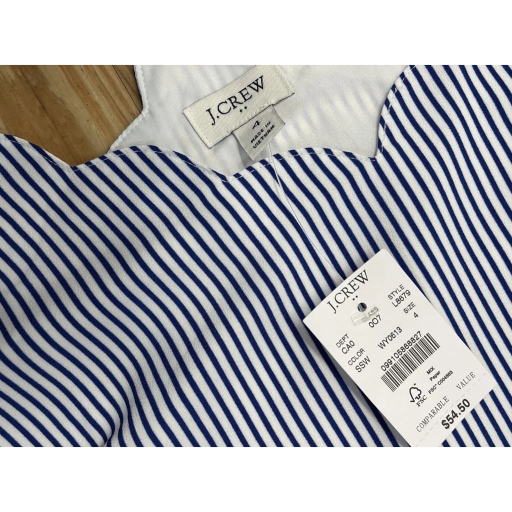 NWT J.crew women's Lined striped scalloped trim tank top camisole size: 4