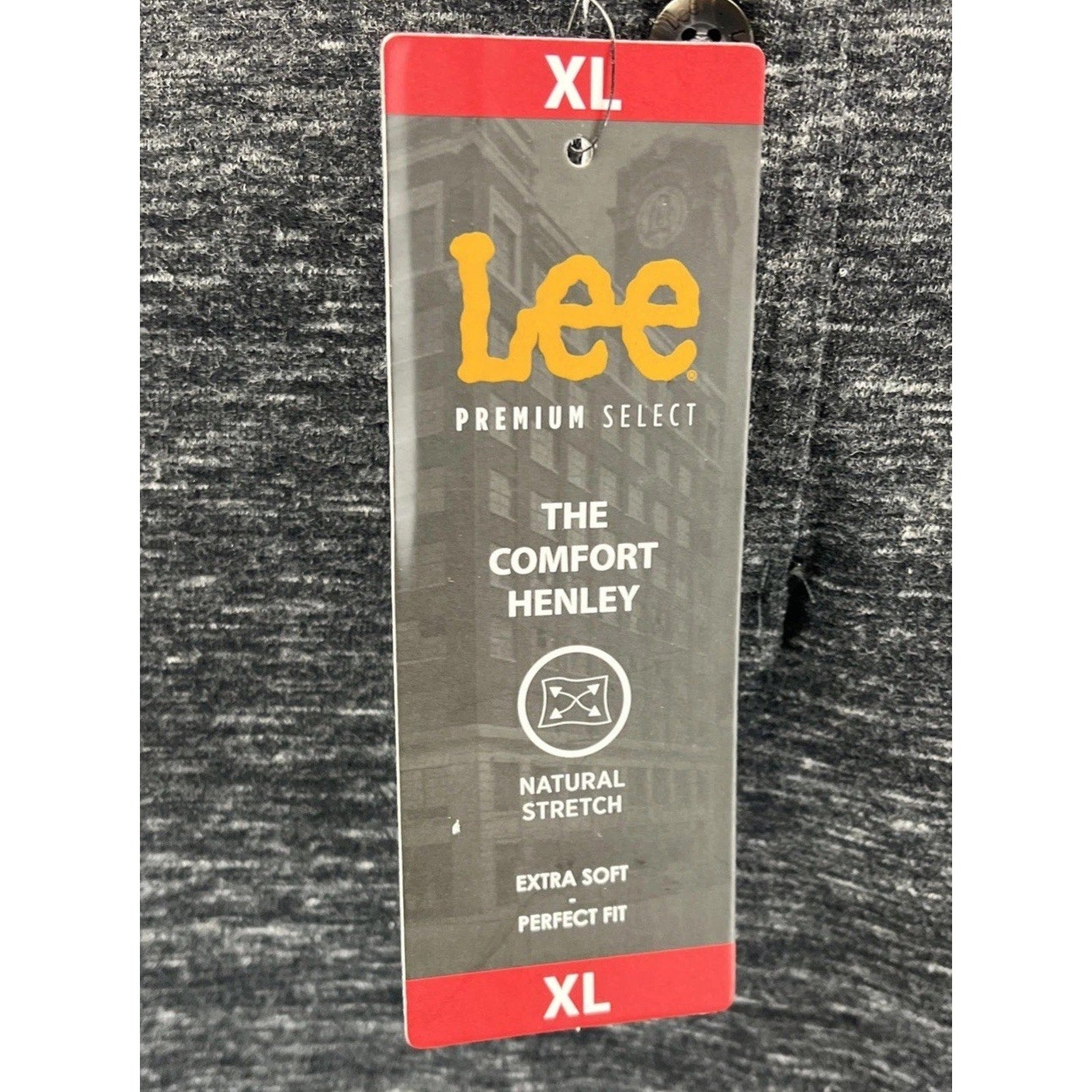 NWT LEE Premium Mens XL Black Comfort Henley T-Shirt