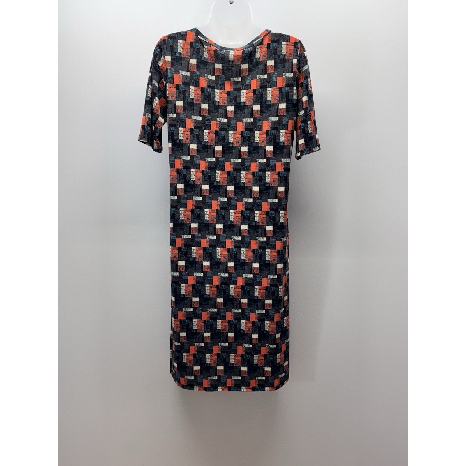 LulaRoe Julia Fitted Sheath Dress Black Orange White Women’s Size Large NWT