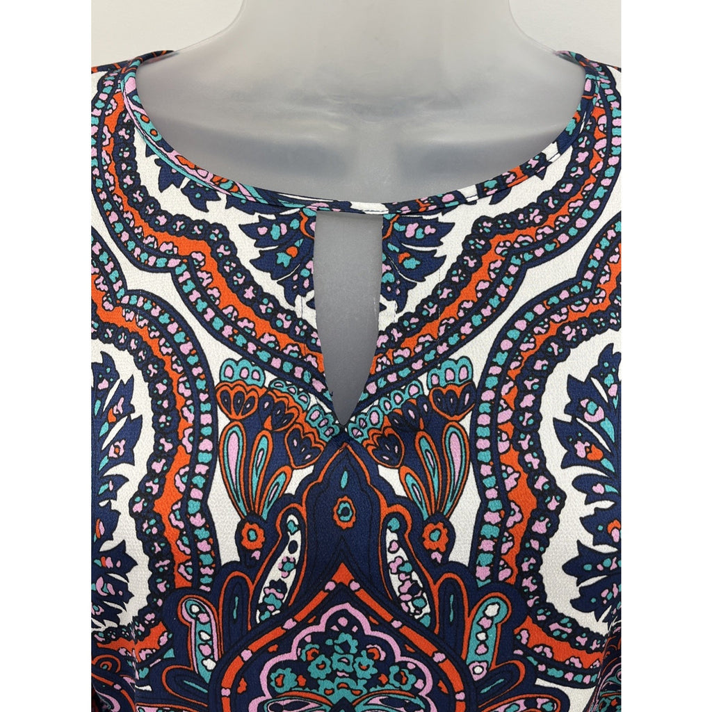 Talbots Boho Multicolor Paisley Print Long Sleeve Blouse Size M