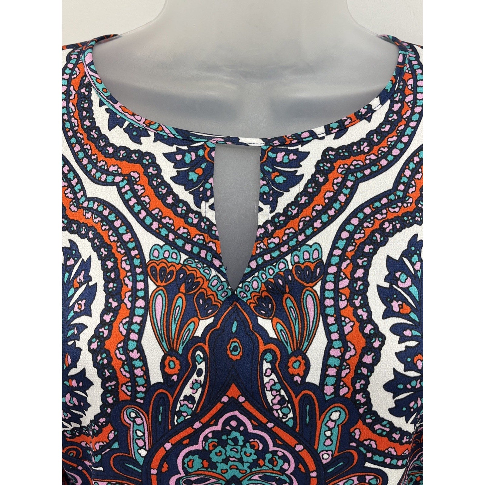 Talbots Boho Multicolor Paisley Print Long Sleeve Blouse Size M