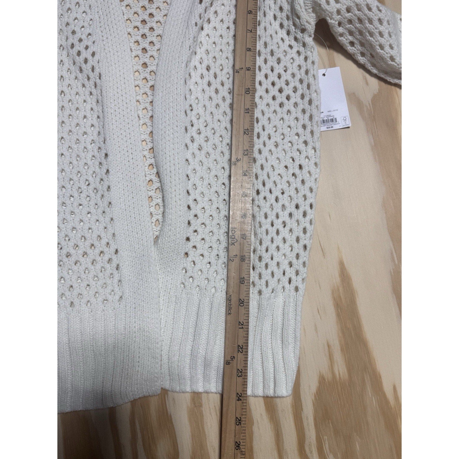 SO Girls Crochet Open Knit Cardigan Cream L 10-12 Boho Lightweight NWT