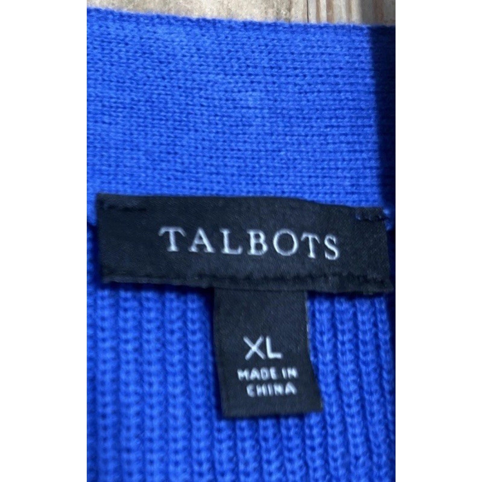 Talbots Plus Royal Blue V neck Button Front Cardigan LS Size XL