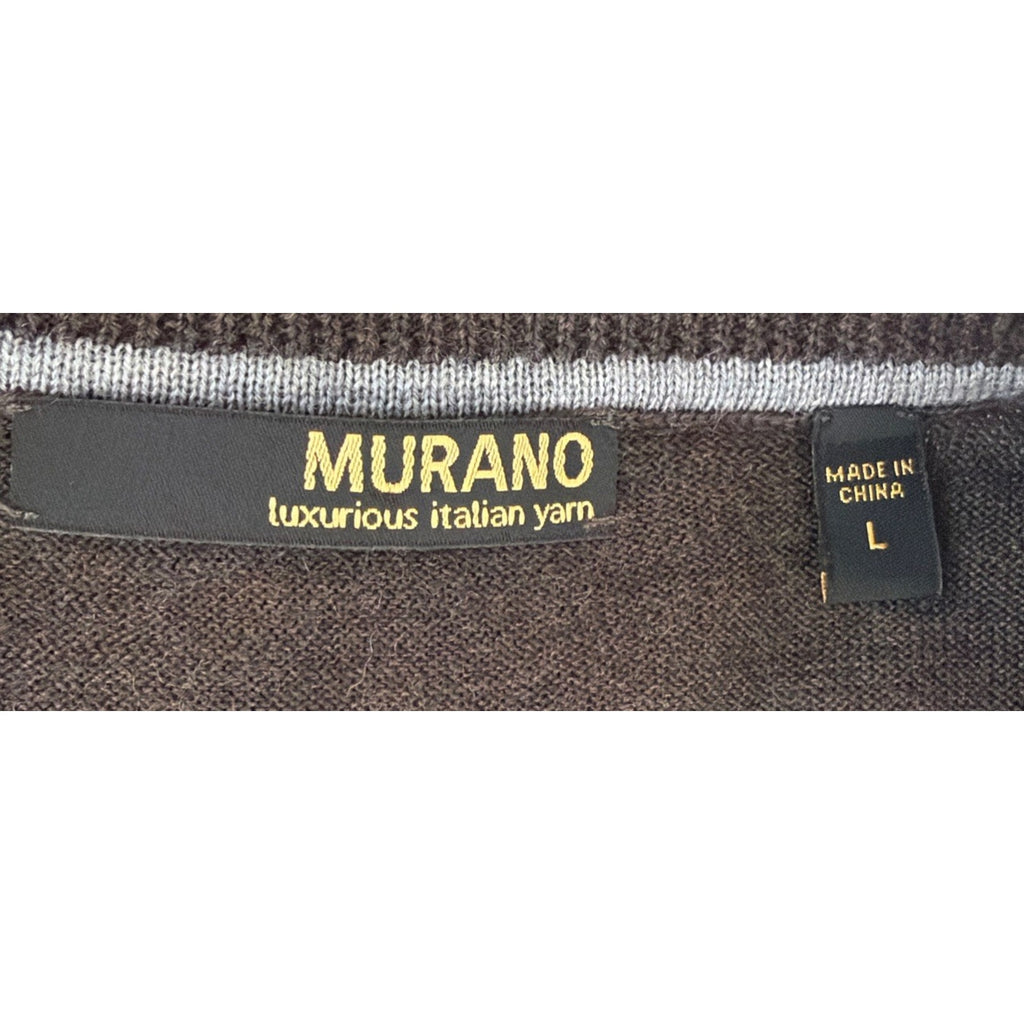 Murano Luxury Italian Yarn Brown Sweater Vest Knit 100% Merino Wool Men’s L Flaw